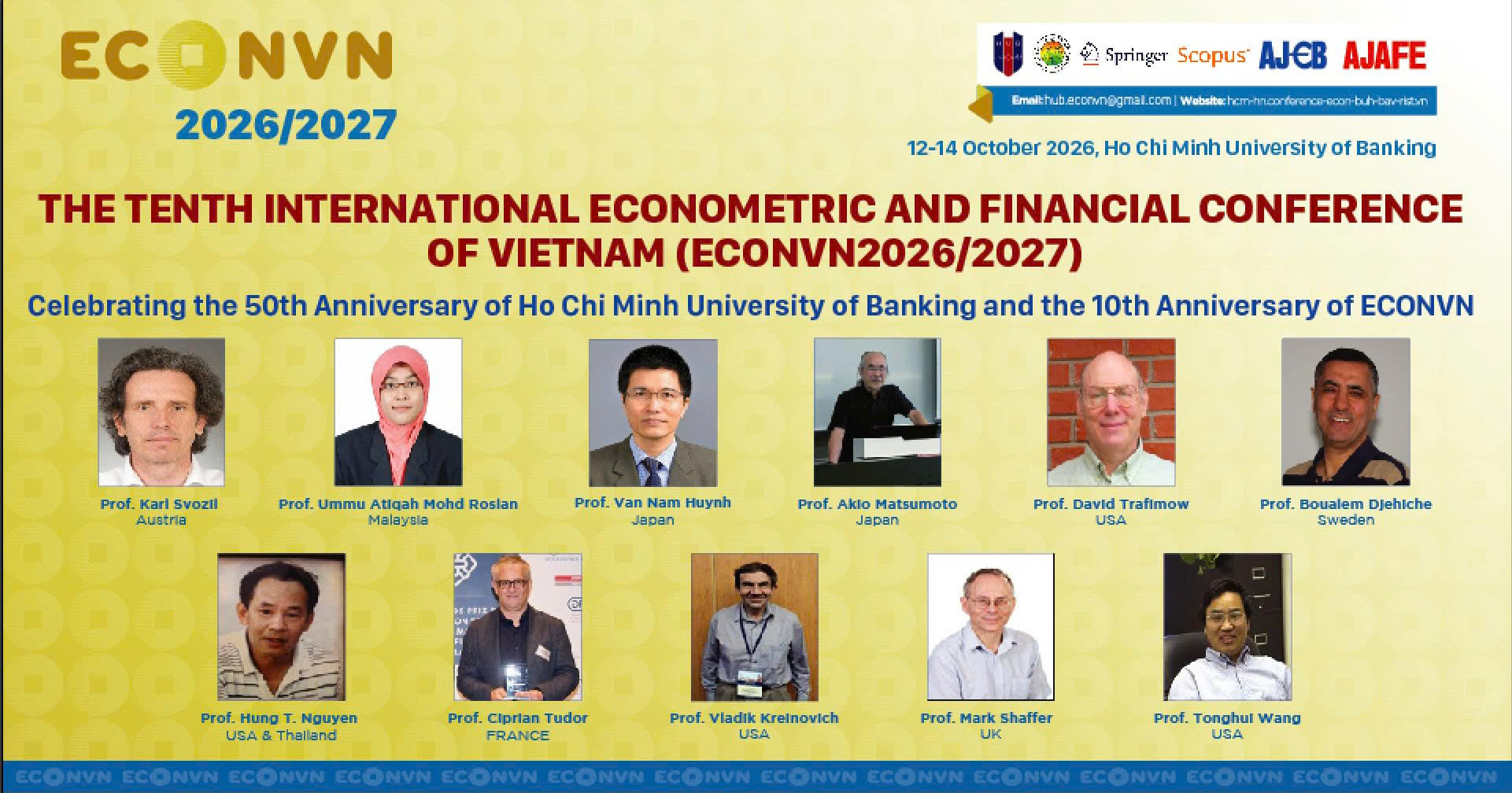 Hội thảo Quốc tế Kinh tế lượng & Tài chính lần thứ 10 — Kỷ niệm 50 năm HUB & 10 năm ECONVN | ECONVN2026/2027